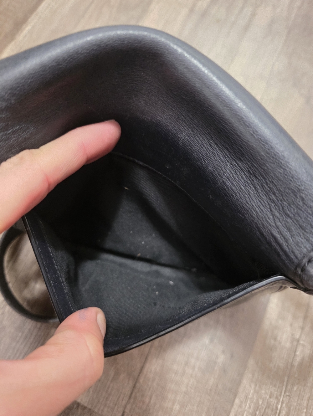 Vintage 90s COACH LUNE SADDLE BAG mini Classic Black Leather Crossbody Y2K - Picture 5 of 16